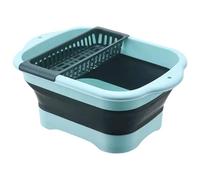 Évier pliable avec bouchon de vidange et panier de vidange, grand évier pliable, panier lavage légumes multifonctionnel portable pour la cuisine à domicile, vert, station lavag
