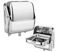 Évier pliable en acier inoxydable avec robinet d'eau froide - Lavabo mural pour caravane, camping-car, cuisine extérieure et salle de bain remorque