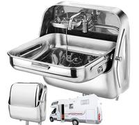 Évier pliable en acier inoxydable - Conception compacte idéale pour camping-cars, caravanes, cuisines, bateaux, bars, restaurants et écoles.