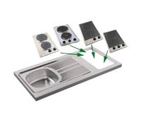 Evier pour kitchenette 100x60cm avec découpe pour Domino (non fourni), réversible.