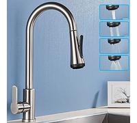 Évier pour la Ferme Bar Commercial, Quatre Modes d'eau Tire des robinets, Couleurs Rotat Robinet, Kitchen Black Mixer Tap (Couleur: Nickel brossé A) Le Nouveau
