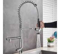 Évier pour la Ferme Bar Commercial, Robinet de Tirette chromé Brillant Bright, Tête de pulvérisateur Hands avec Serrure Cold Water Kitchen Tap, bouffée pivotante Le Nouveau
