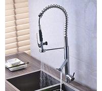 Évier pour la Ferme Bar Commercial, Spring Bright Tirez vers Le Bas Hands Sprayer Head with Lock Hot Cold Water Kitchen Tap, bouffée pivotante (Couleur: Robinet chromé)