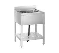 Royal Catering Évier Professionnel En Inox 1 Bac Plonge Sur Pied Professionnelle De Restaurant RCSSS-60X60-S (60 x 60 cm, Bac 45 x 40 x 25,5 cm, Avec Étagère, Dosseret 10 cm, Acier Inoxydable)