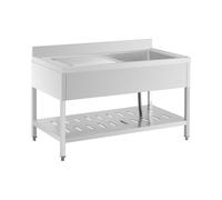 Royal Catering Évier professionnel - 1 bac - Royal Catering - Acier inoxydable - 140 x 70 cm
