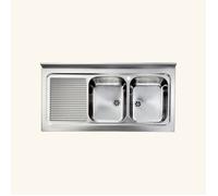 Evier professionnel à poser inox ROSSA 2 bacs 1 égouttoir à gauche