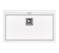 Evier Rectangle Sans Egouttoir Granit Blanc - Marque - Modèle - Réversible - A encastrer - 1 bac