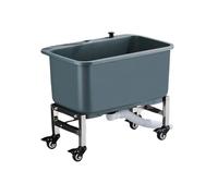 Évier rectangulaire commercial avec siphon - Lavabo de service en plastique pour restaurants, salles de bains et balcons - Économie d'espace - Gris (60 x 40 x 50,5 cm)
