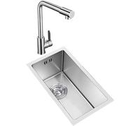 Évier Rectangulaire Évier en Acier Inoxydable Mini évier Piscine De Lavage De Vaisselle Domestique Petit évier avec Robinet D’Eau Chaude Et Froide, Silver, 45x30x21cm