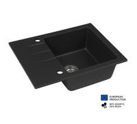 Evier rectangulaire RIVE NOIR en granit premium - 1 Bac avec égouttoir et vidage inclus