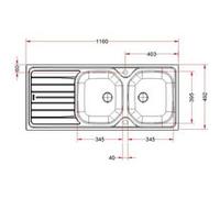 Evier RENOVA inox à encastrer 2 cuves avec égouttoir 116x50cm - FRANKE - 898311 Argent G