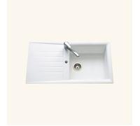 Évier résine blanc Ewi EMERAUDE 1 grand bac 1 égouttoir 500x1000