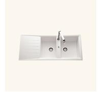 Évier résine blanc Ewi EMERAUDE 2 bacs 1 égouttoir