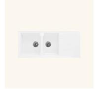 Évier résine blanc TUNIA 2 bacs 1 égouttoir