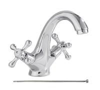 Évier rétro mélangeur brossé - Ancient Sink Shink Mixer | Robinet de salle de bain bronzé élégant | Vanne à double poignée Lavab0 avec tube de 60 cm | Mélangeur de salle de bain classique