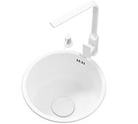 Évier Rond Blanc Évier en Acier Inoxydable 304 Évier sous Le Comptoir Petit Évier De Bar Évier De Balcon Accessoires Inclus (S : 32x32x19cm)