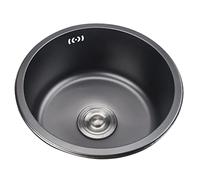 Évier rond en acier inoxydable 304 avec siphon de vidange, mini-bac compact idéal pour la rénovation de votre cuisine, résistant aux rayures, design intégré, gain de place et facile à nettoyer.