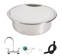 Évier rond en acier inoxydable avec couvercle, compact et durable pour camping-car, cuisine, solution d'économie d'espace