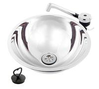 Évier rond en acier inoxydable pour caravane, camping-car, 260 mm, profondeur 130 mm, avec bonde et robinet 12 V