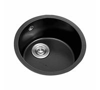 Évier rond en pierre de quartz - Évier de cuisine intégré sous le comptoir, design à cuve unique, résistant aux hautes températures, idéal pour les îles et les petits espaces.