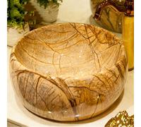 Évier rond moderne de 41,9 cm avec motif marbré et faux combo pour salle de bain art lavabo pour décoration d'intérieur de luxe