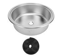 Évier rond pour camping-car, évier de bar de cuisine en acier inoxydable 304 avec sortie de vidange de 40 mm pour bateau, yacht, caravane, capacité spacieuse, installation intégrée