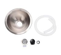 Évier rond pour camping-car rond en acier inoxydable de 9,53 po, finition miroir brossé, mini évier de cuisine à une cuve avec filtre de vidange, pour bateaux, yachts et