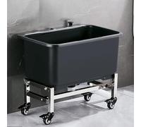 Évier Serpillière Autoportant en Plastique PP, Évier de vadrouille Mobile avec roulettes, Évier de Jardin 1 Compartiment pour Buanderie, Garage