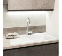 Sierra évier 1 grande cuve 1 égouttoir en résine blanc