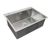Evier Simple Cuisine Inox Carré Finition Satiné - KuKoo - 1 Bac - Sans égouttoir