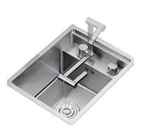 Évier simple en acier inoxydable avec couvercle - Mini lavabo pour cuisine bar - Robinet pliable compact