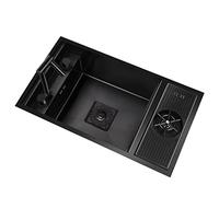 Évier simple en acier inoxydable noir - Design intégré pour camping-cars, restaurants, bars et cuisines - Évier caché efficace pour les magasins de desserts et une utilisation commerciale