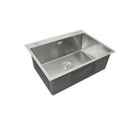 KuKoo Évier de cuisine inox carré 1 cuve finition satinée – bouchon avec filtre et tuyau