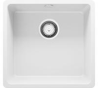 Evier Sous Plan 46x44cm, Evier en Granit 1 bac + Kit de Vidage Venise Easy de Primagran Blanc