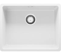 PRIMAGRAN Evier Sous Plan Blanc 56x44cm, Evier en Granit 1 bac + Kit de Vidage, Évier al mueble 60cm - Venise Easy S062