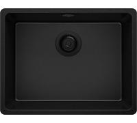 Evier Sous Plan 56x44cm, Evier en Granit 1 bac + Kit de Vidage Venise Easy de Primagran Tout Noir