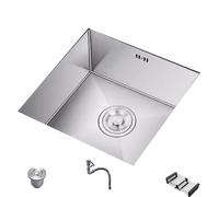 Évier sous Plan en Acier Inoxydable 304 brossé Moderne, fabriqué à la Main, avec Panier de Drainage télescopique et Plusieurs Accessoires (Taille : 500 x 450)