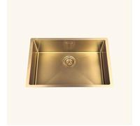 Évier sous-plan inox PVD doré Luisina LEGATO 1 bac 660x440 - Grille et cache bonde doré inclus