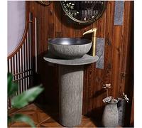 Évier sur pied autonome Bassin d'art d'hôtel, évier de salle de bain, vestiaire lavabo complet, trou unique compact, résistant aux rayures et aux taches, très résistant (couleur : gris, si (ensemble