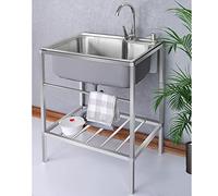 Évier Sur Pieds En Acier Inox, Lavabo Exterieur, Meuble Evier Éviers, Commerciaux Autoportant, Apparence Moderne Et Élégante, Adaptée À Tout Environnement De Restauration ( Color : Silver , Size : 70*