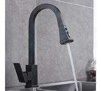 Évier Taps Black Square Sort Sort Robinet de cuisine Single Lever Hot Cold 360 Rotation Rotation Tap Basin Water Crane Tap pour cuisine, points beige
