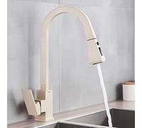 Évier Taps Black Square Sort Sort Robinet de cuisine Single Lever Hot Cold 360 Rotation Rotation Tap Basin Water Crane Tap pour cuisine, points beige