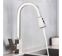 Évier Taps Black Square Sort Sort Robinet de cuisine Single Lever Hot Cold 360 Rotation Rotation Tap Basin Water Crane Tap pour cuisine, points beige