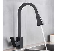 Évier Taps Black Square Sort Sort Robinet de cuisine Single Lever Hot Cold 360 Rotation Rotation Tap Basin Water Crane Tap pour cuisine, points beige