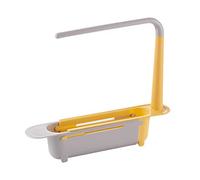 Évier télescopique Rack de rangement de rangement Cuisine Évier télescopique Drain ruine avec porte-éponge réglable 2 en 1 Organisateur pour la cuisine à la maison jaune