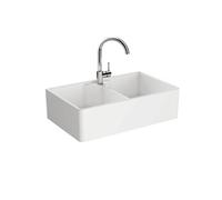 Evier timbre d'office 2 bac à poser Belfast Blanc