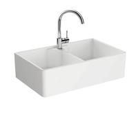 Evier timbre d'office 2 bac à poser VITRA Belfast Blanc