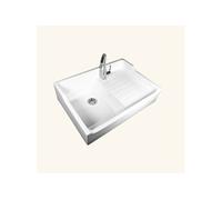 Evier timbre d'office céramique blanc 1 bac 1 égouttoir 900x610 mm
