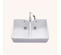 Evier timbre d'office céramique blanc EKIO II 2 bacs