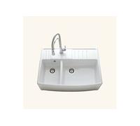 Evier timbre d'office céramique blanc EKIO NEWCO 2 bacs